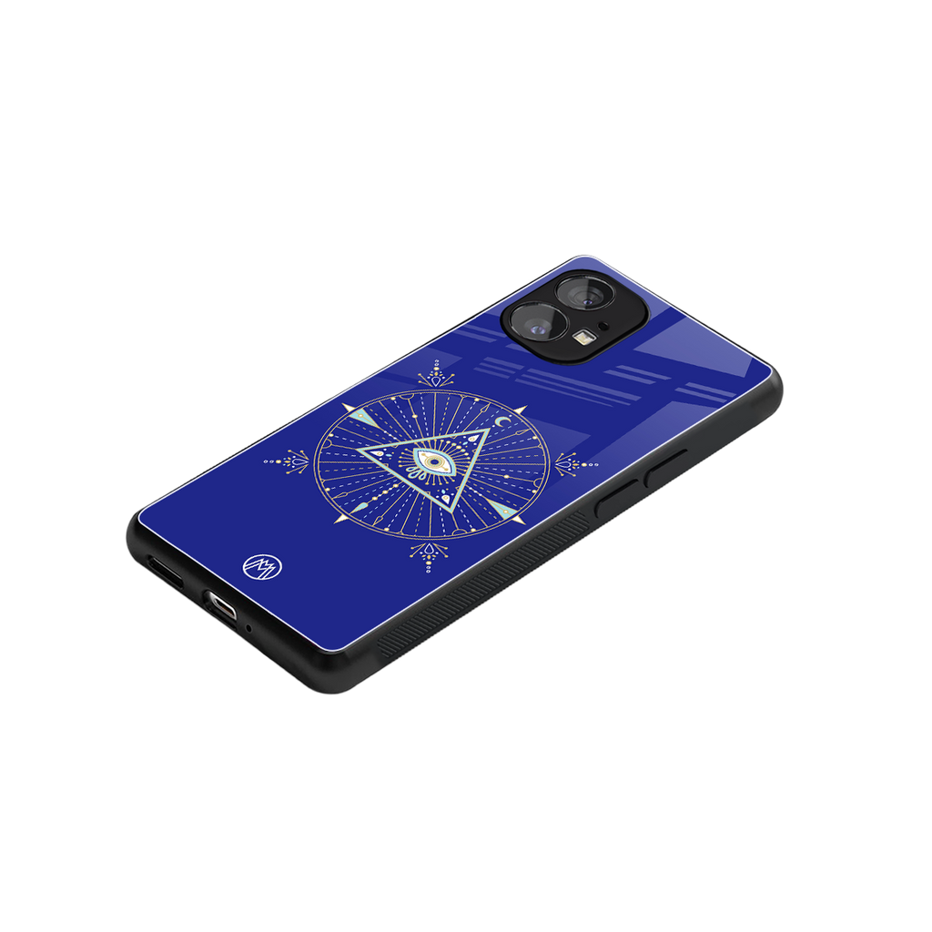 evil eye mandala blue back phone cover | glass case for nothing phone 1