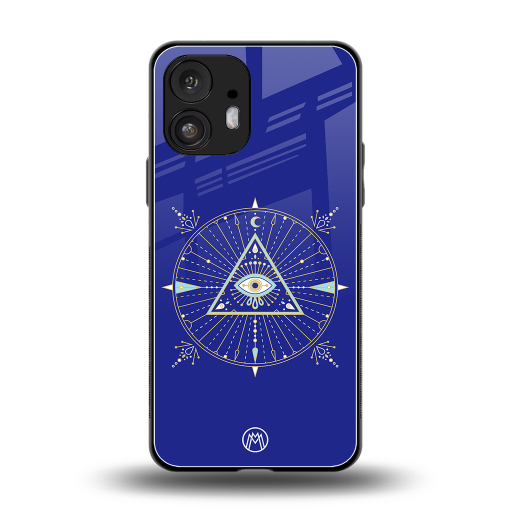 evil eye mandala blue back phone cover | glass case for nothing phone 2