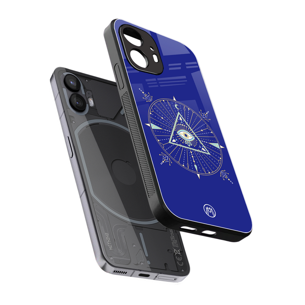 evil eye mandala blue back phone cover | glass case for nothing phone 2