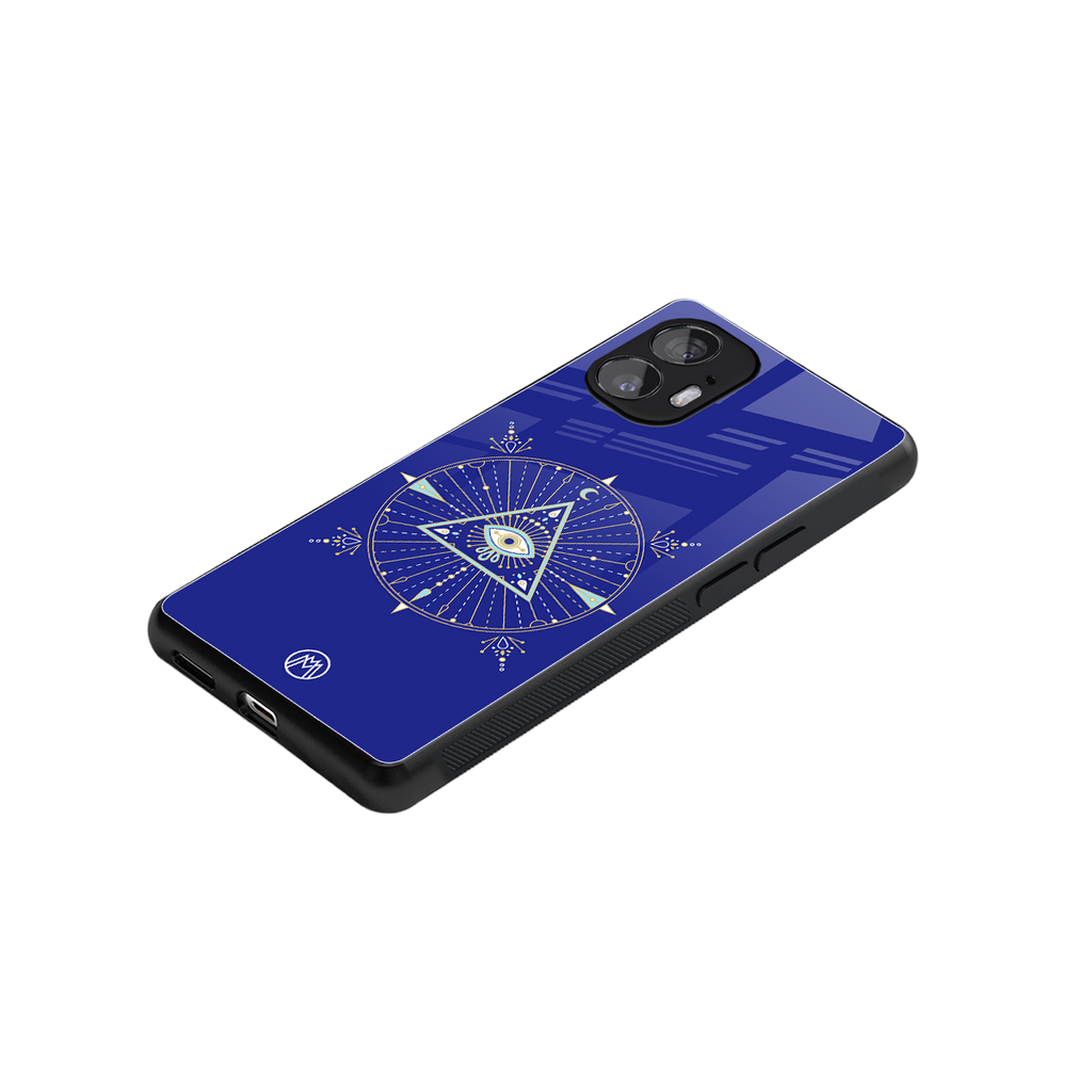 evil eye mandala blue back phone cover | glass case for nothing phone 2