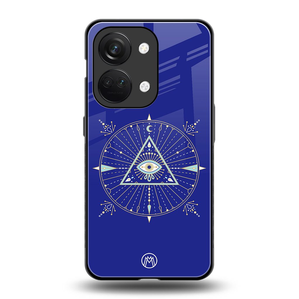 evil eye mandala blue back phone cover | glass case for oneplus nord 3