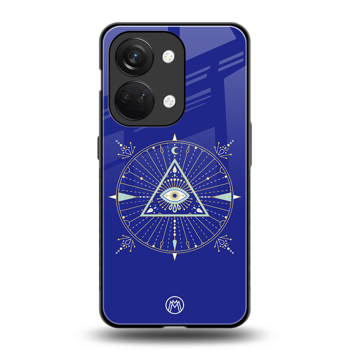 evil eye mandala blue back phone cover | glass case for oneplus nord 3