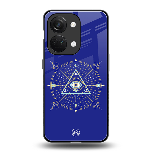 evil eye mandala blue back phone cover | glass case for oneplus nord 3