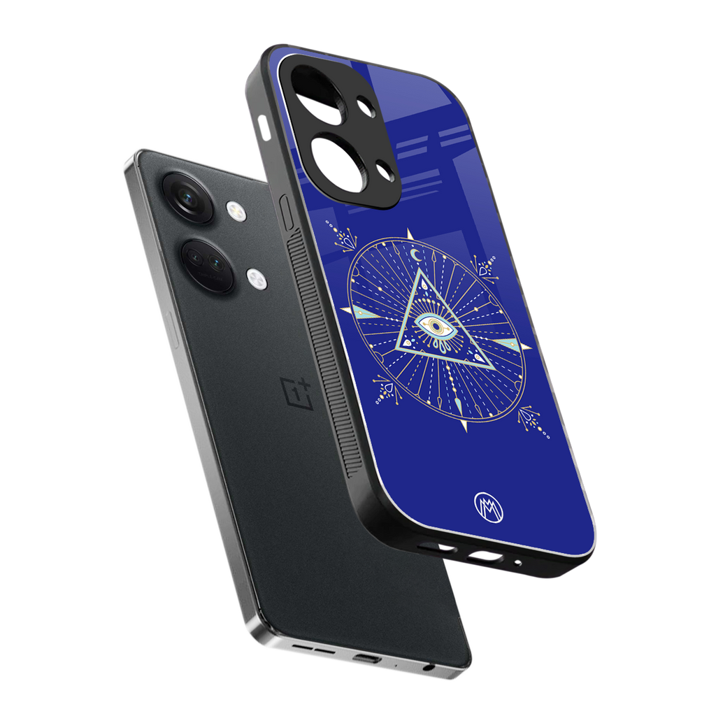 evil eye mandala blue back phone cover | glass case for oneplus nord 3