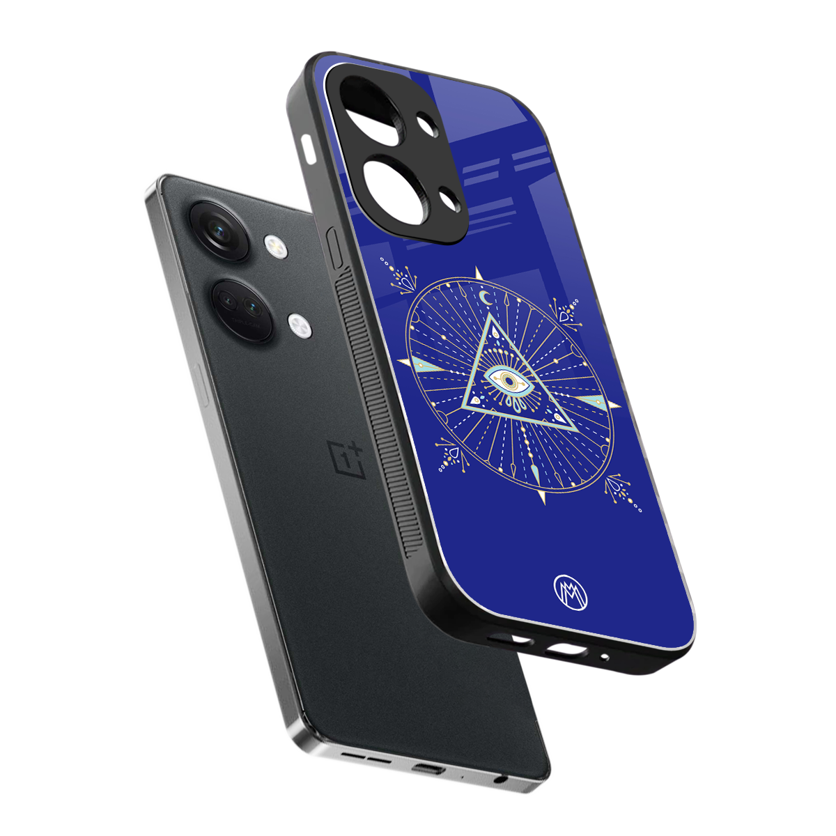 evil eye mandala blue back phone cover | glass case for oneplus nord 3