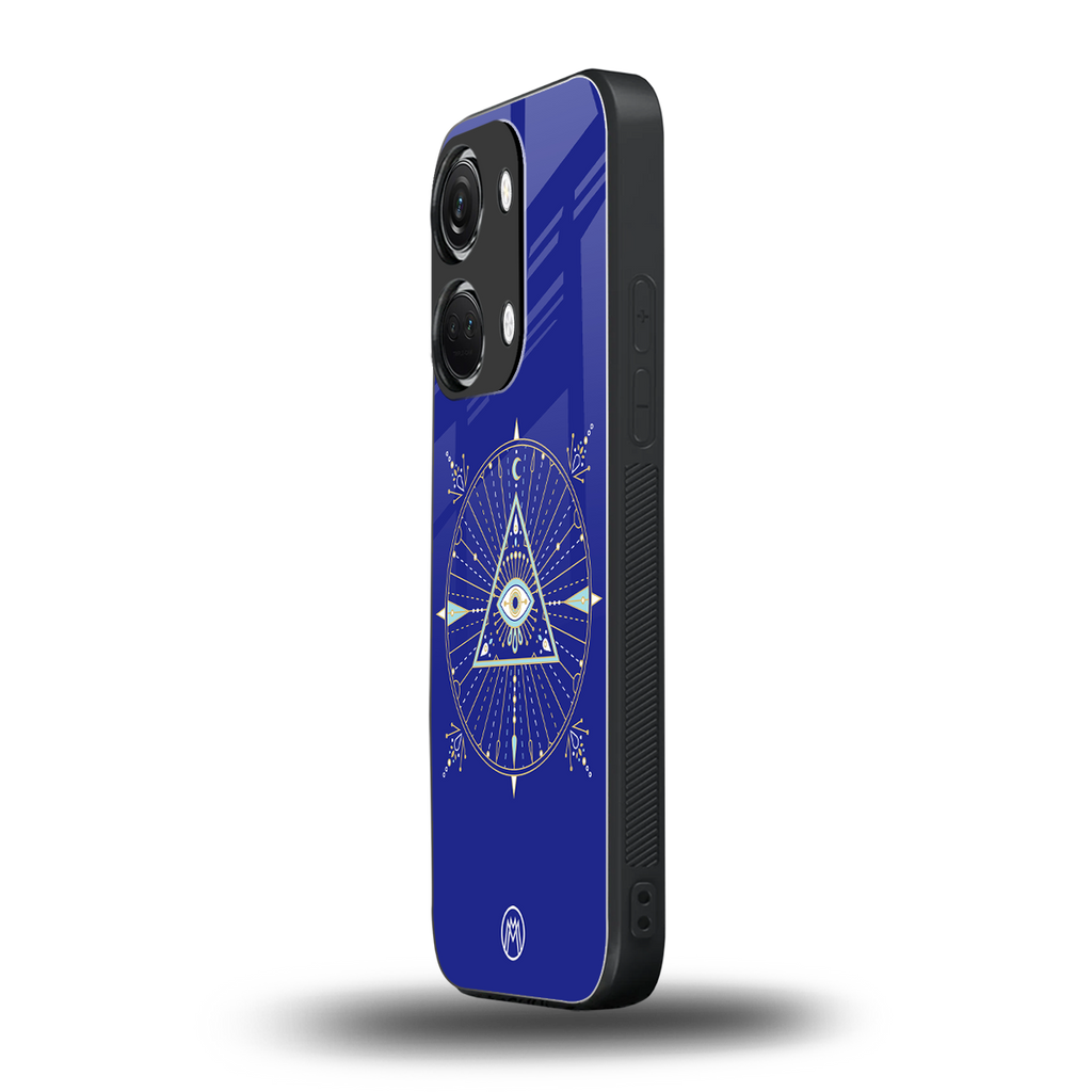 evil eye mandala blue back phone cover | glass case for oneplus nord 3
