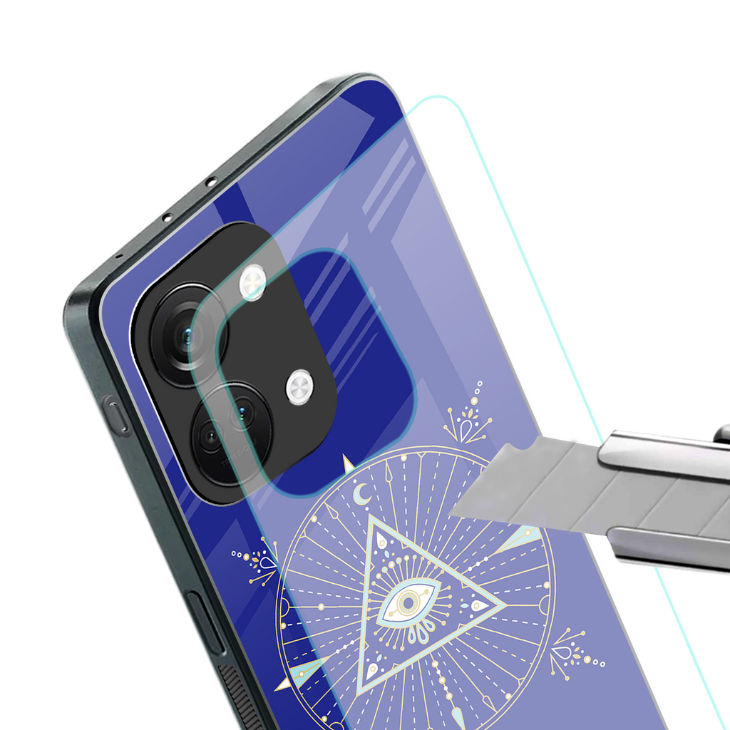 evil eye mandala blue back phone cover | glass case for oneplus nord 3