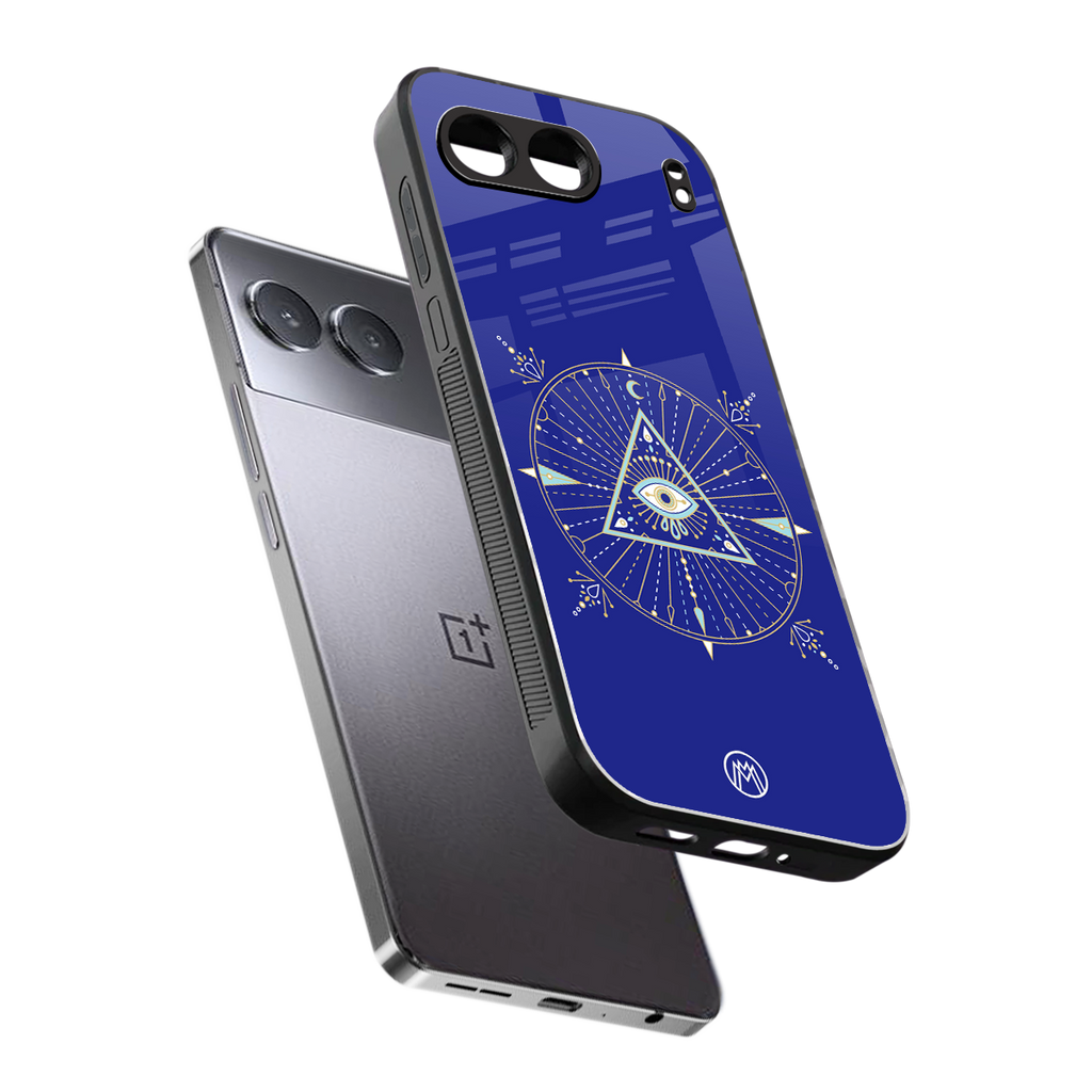 evil eye mandala blue back phone cover | glass case for oneplus nord 4