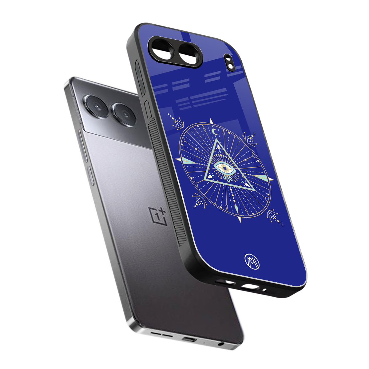 evil eye mandala blue back phone cover | glass case for oneplus nord 4