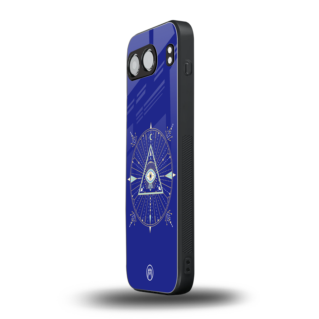 evil eye mandala blue back phone cover | glass case for oneplus nord 4