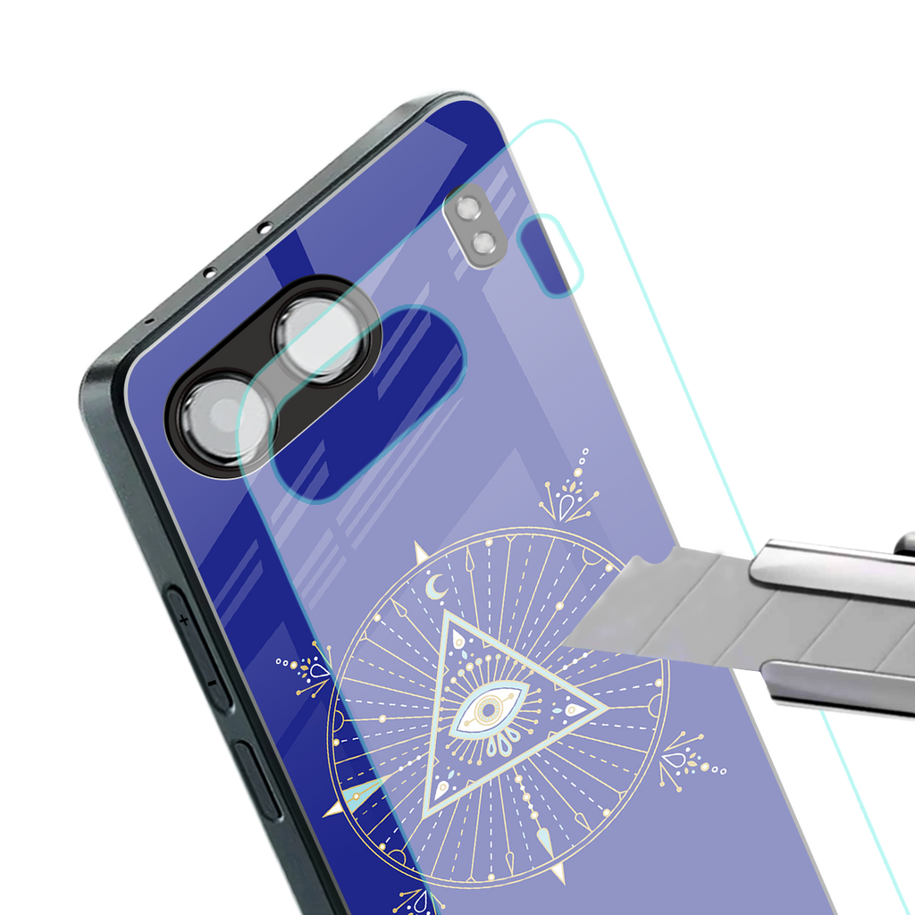 evil eye mandala blue back phone cover | glass case for oneplus nord 4