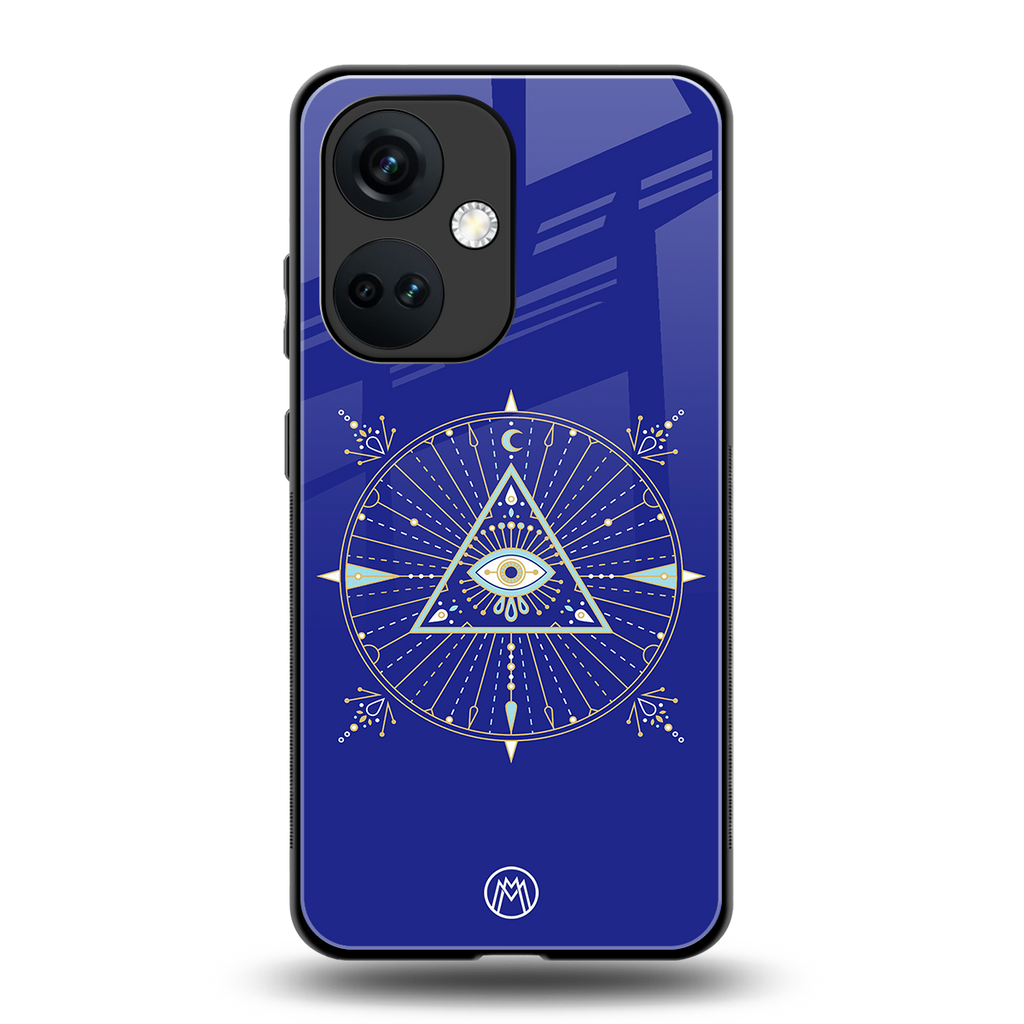 evil eye mandala blue back phone cover | glass case for oneplus nord ce 3