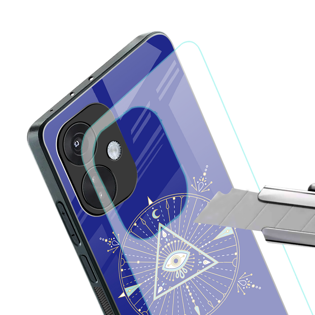 evil eye mandala blue back phone cover | glass case for oneplus nord ce 3