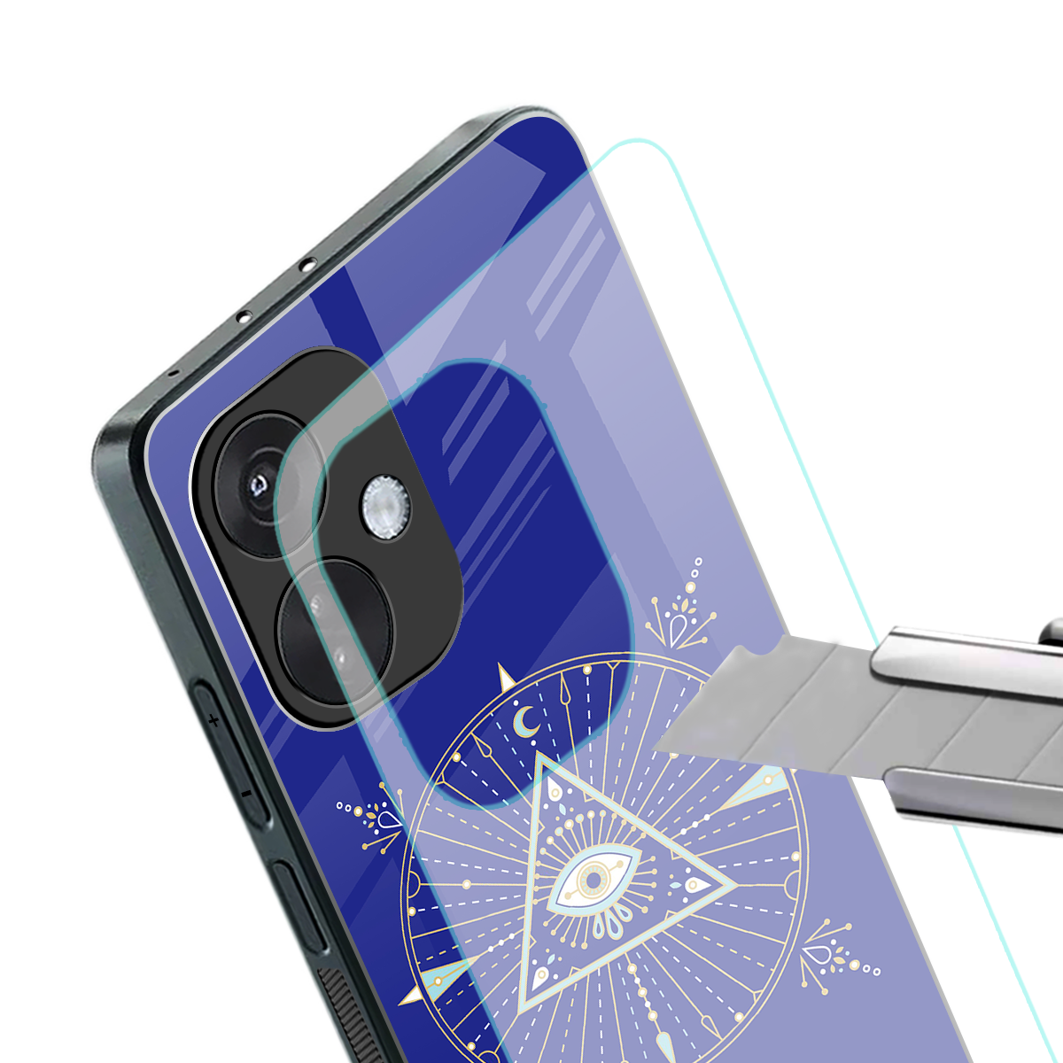 evil eye mandala blue back phone cover | glass case for oneplus nord ce 3