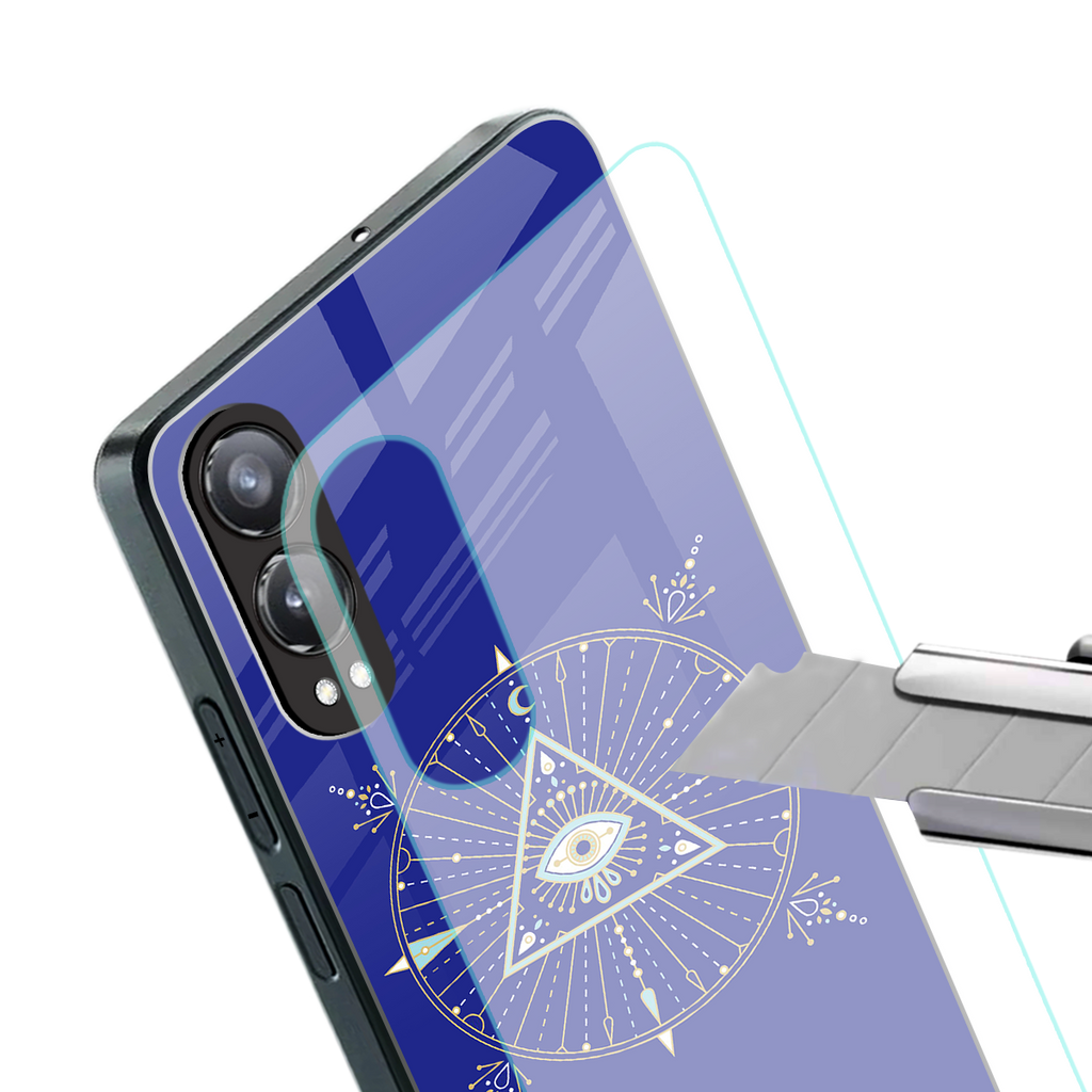 evil eye mandala blue back phone cover | glass case for oneplus nord ce 4 lite