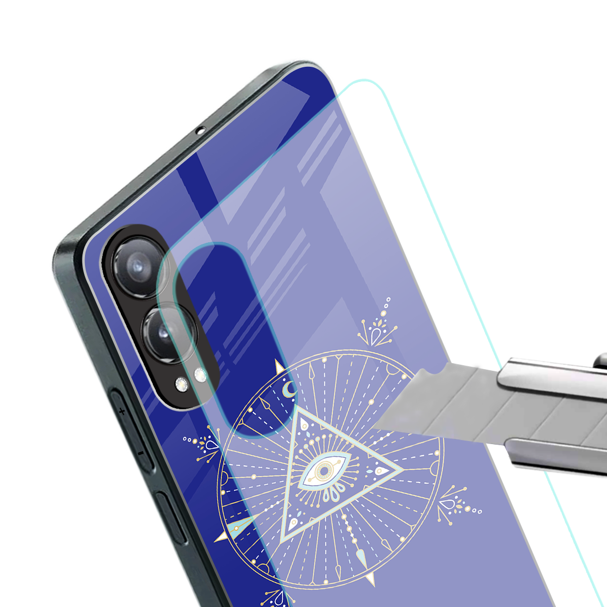 evil eye mandala blue back phone cover | glass case for oneplus nord ce 4 lite