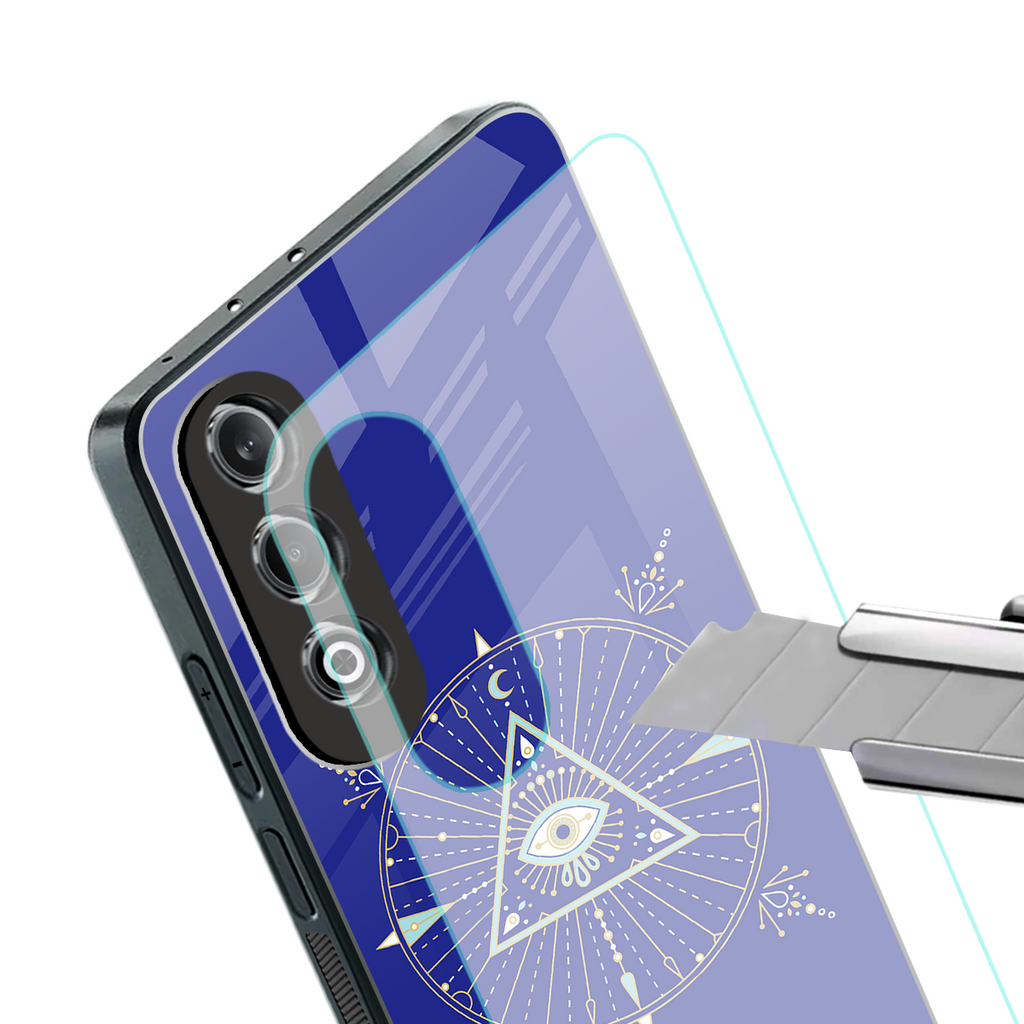 evil eye mandala blue back phone cover | glass case for oneplus nord ce 4
