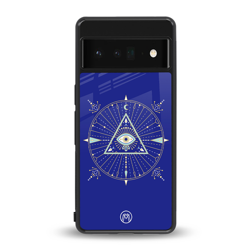 evil eye mandala blue back phone cover | glass case for google pixel 6 pro