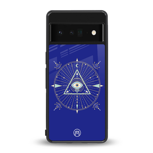evil eye mandala blue back phone cover | glass case for google pixel 6 pro