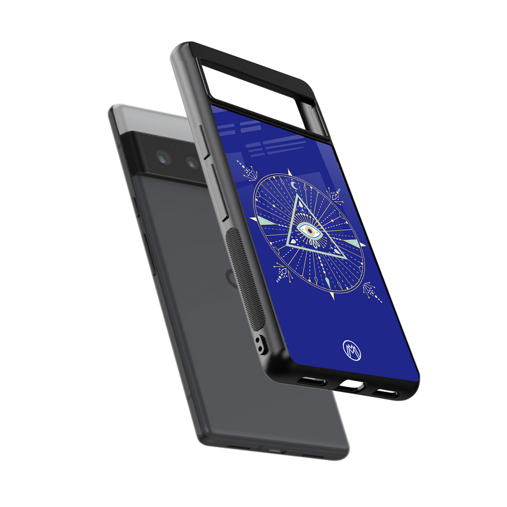 evil eye mandala blue back phone cover | glass case for google pixel 6 pro
