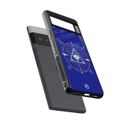 evil eye mandala blue back phone cover | glass case for google pixel 6 pro
