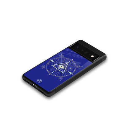 evil eye mandala blue back phone cover | glass case for google pixel 6 pro