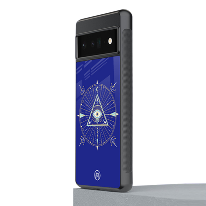 evil eye mandala blue back phone cover | glass case for google pixel 6 pro