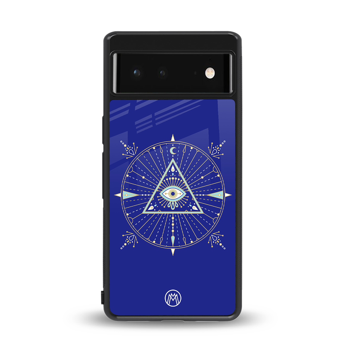 evil eye mandala blue back phone cover | glass case for google pixel 6