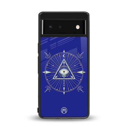 evil eye mandala blue back phone cover | glass case for google pixel 6