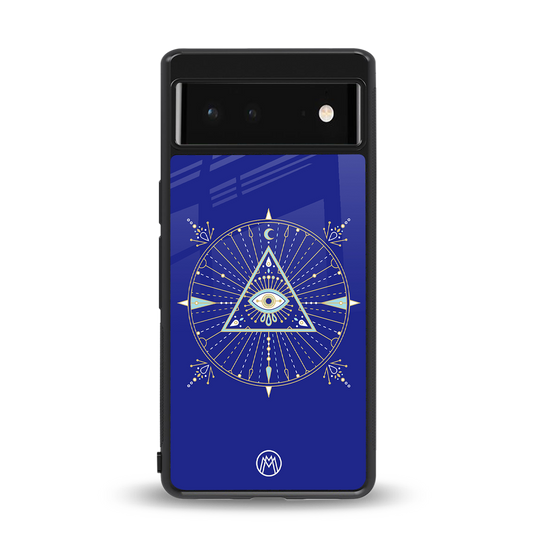 evil eye mandala blue back phone cover | glass case for Google Pixel 6A