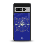 evil eye mandala blue back phone cover | glass case for google pixel 7 pro