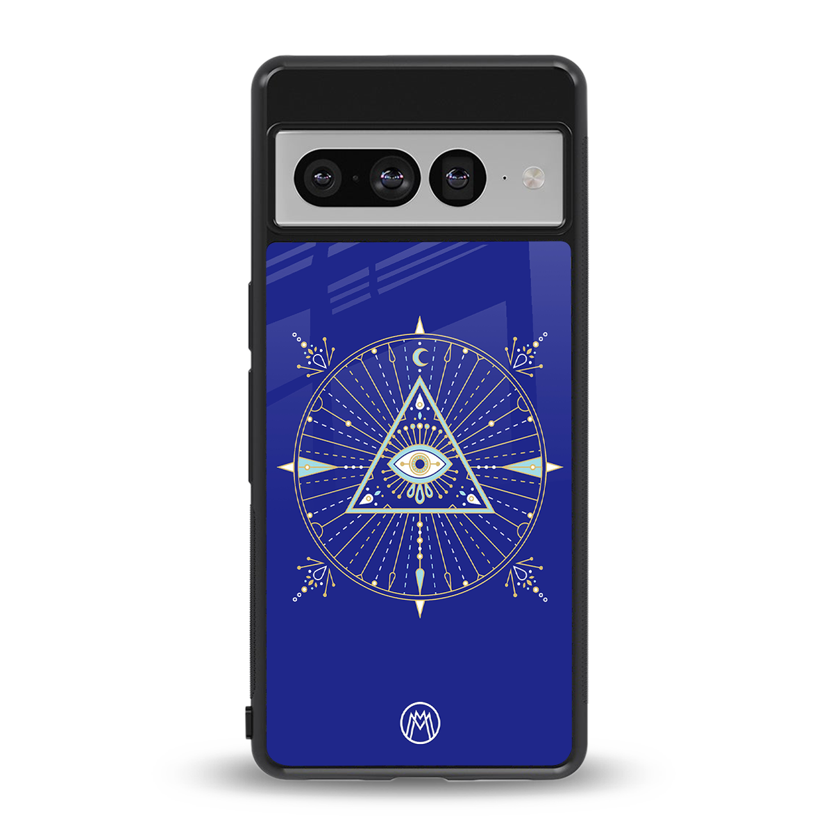 evil eye mandala blue back phone cover | glass case for google pixel 7 pro
