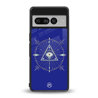 evil eye mandala blue back phone cover | glass case for google pixel 7 pro