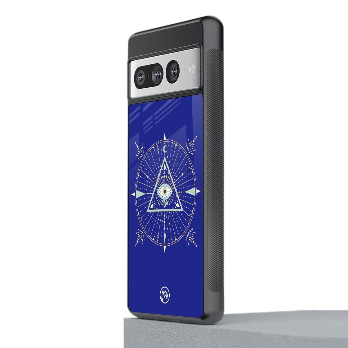 evil eye mandala blue back phone cover | glass case for google pixel 7 pro