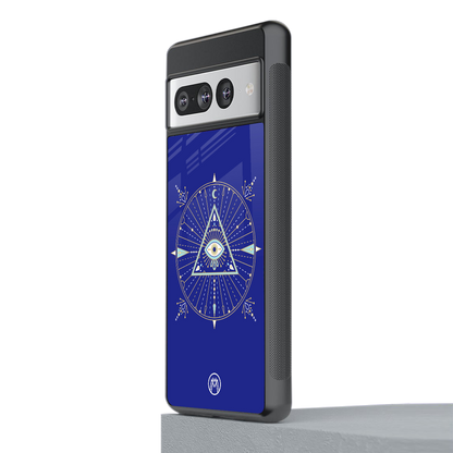 evil eye mandala blue back phone cover | glass case for google pixel 7 pro