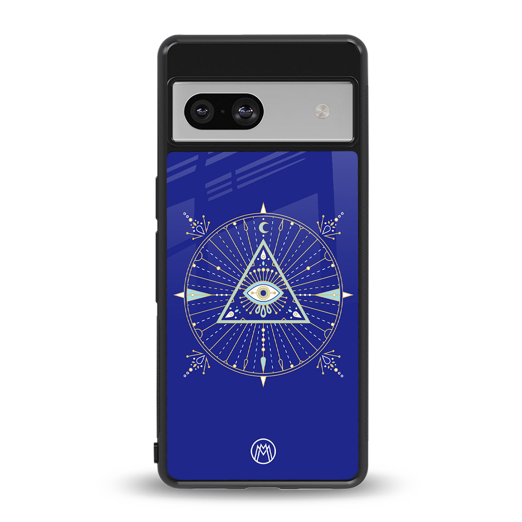 evil eye mandala blue back phone cover | glass case for Google Pixel 7