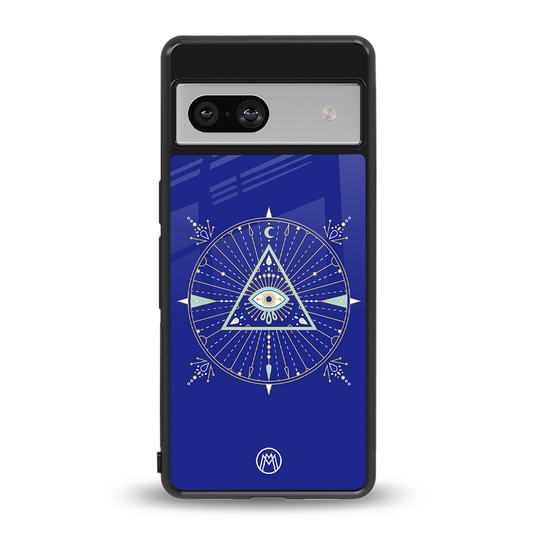 evil eye mandala blue back phone cover | glass case for Google Pixel 7