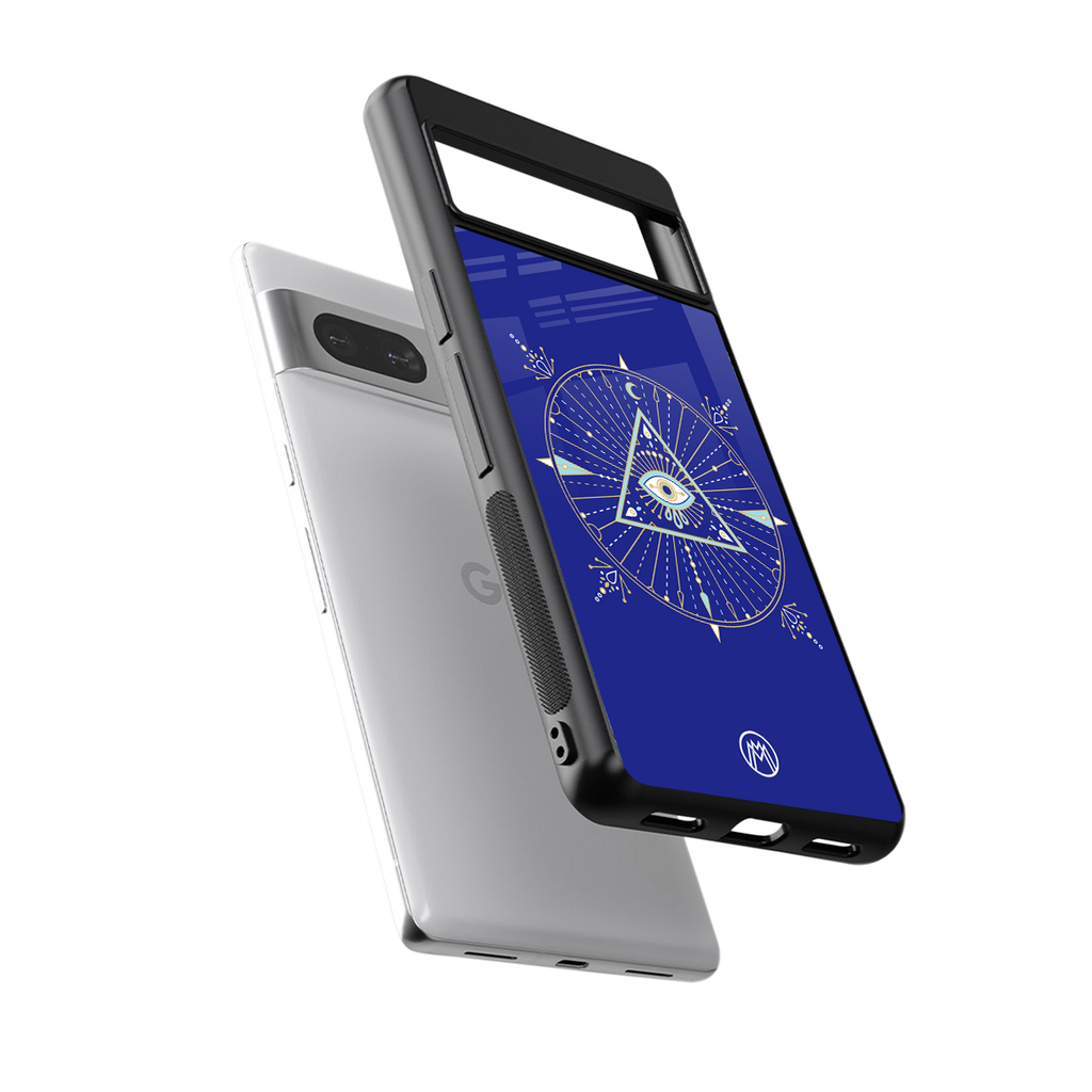 evil eye mandala blue back phone cover | glass case for Google Pixel 7