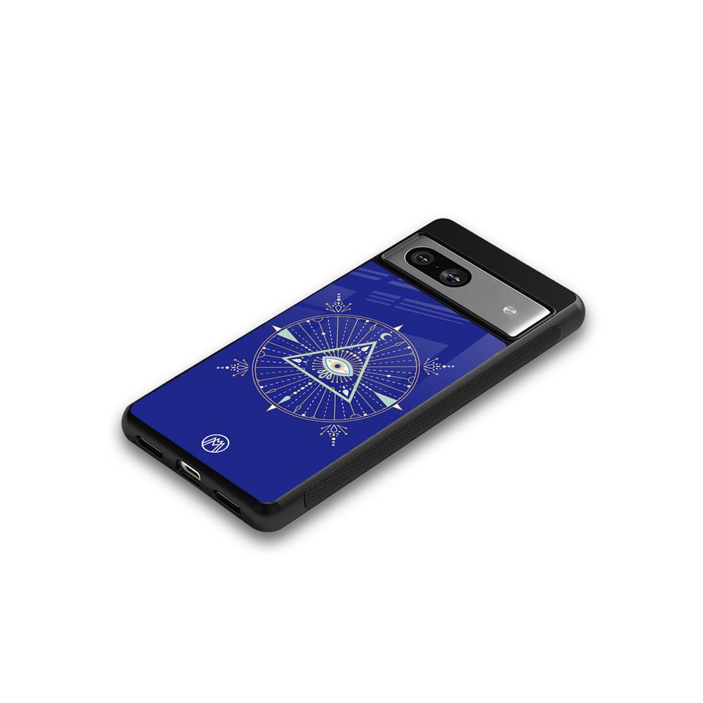 evil eye mandala blue back phone cover | glass case for Google Pixel 7