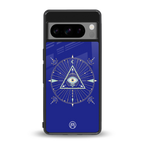 evil eye mandala blue back phone cover | glass case for google pixel 8 pro