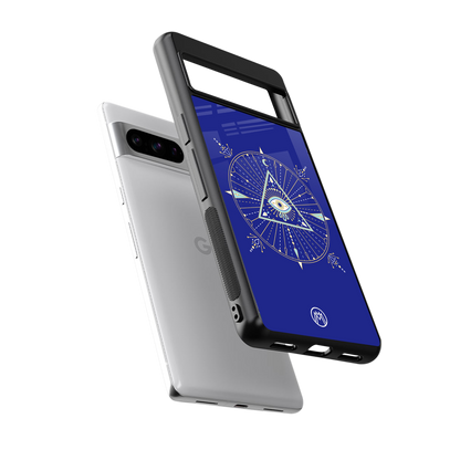 evil eye mandala blue back phone cover | glass case for google pixel 8 pro