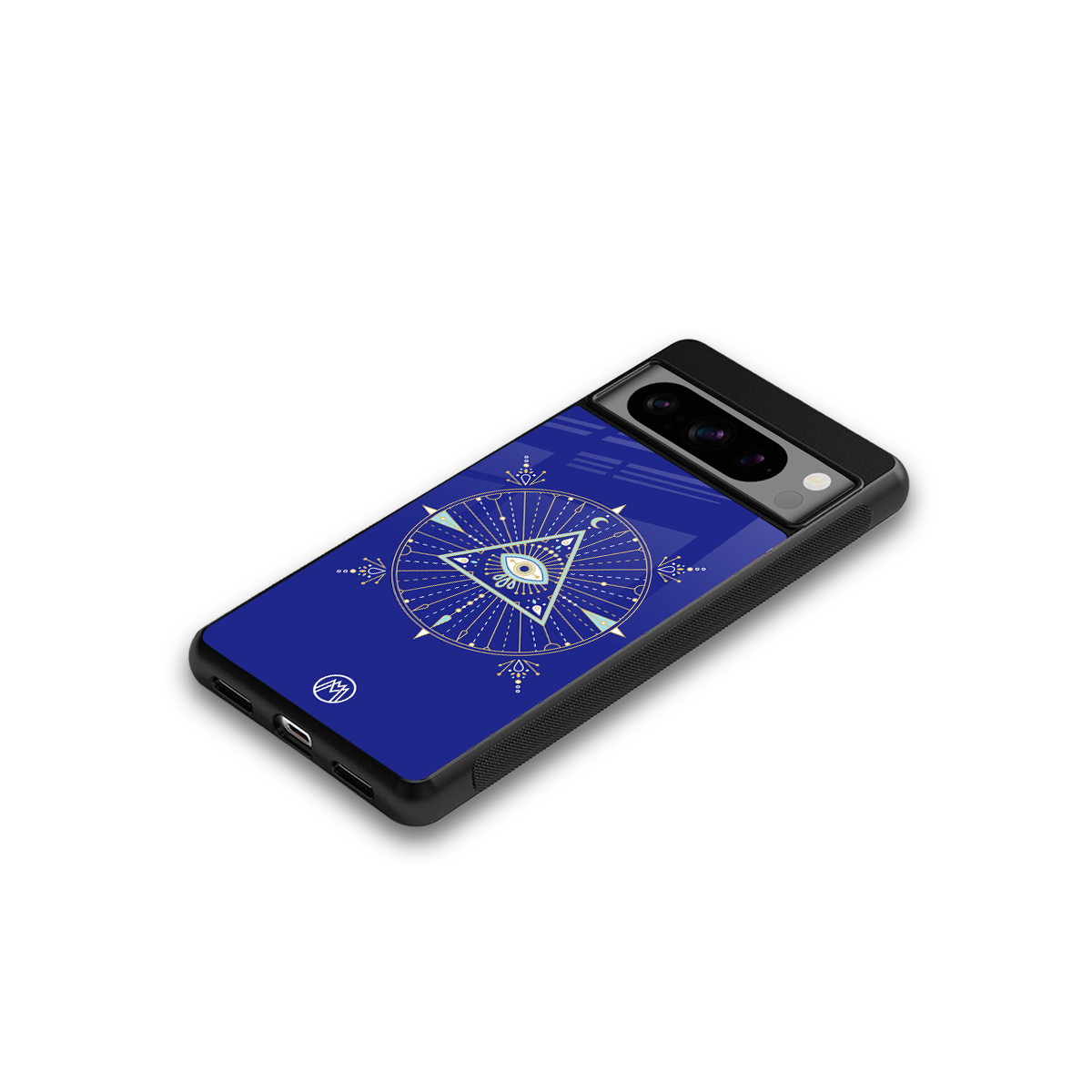 evil eye mandala blue back phone cover | glass case for google pixel 8 pro