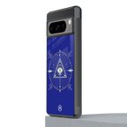 evil eye mandala blue back phone cover | glass case for google pixel 8 pro