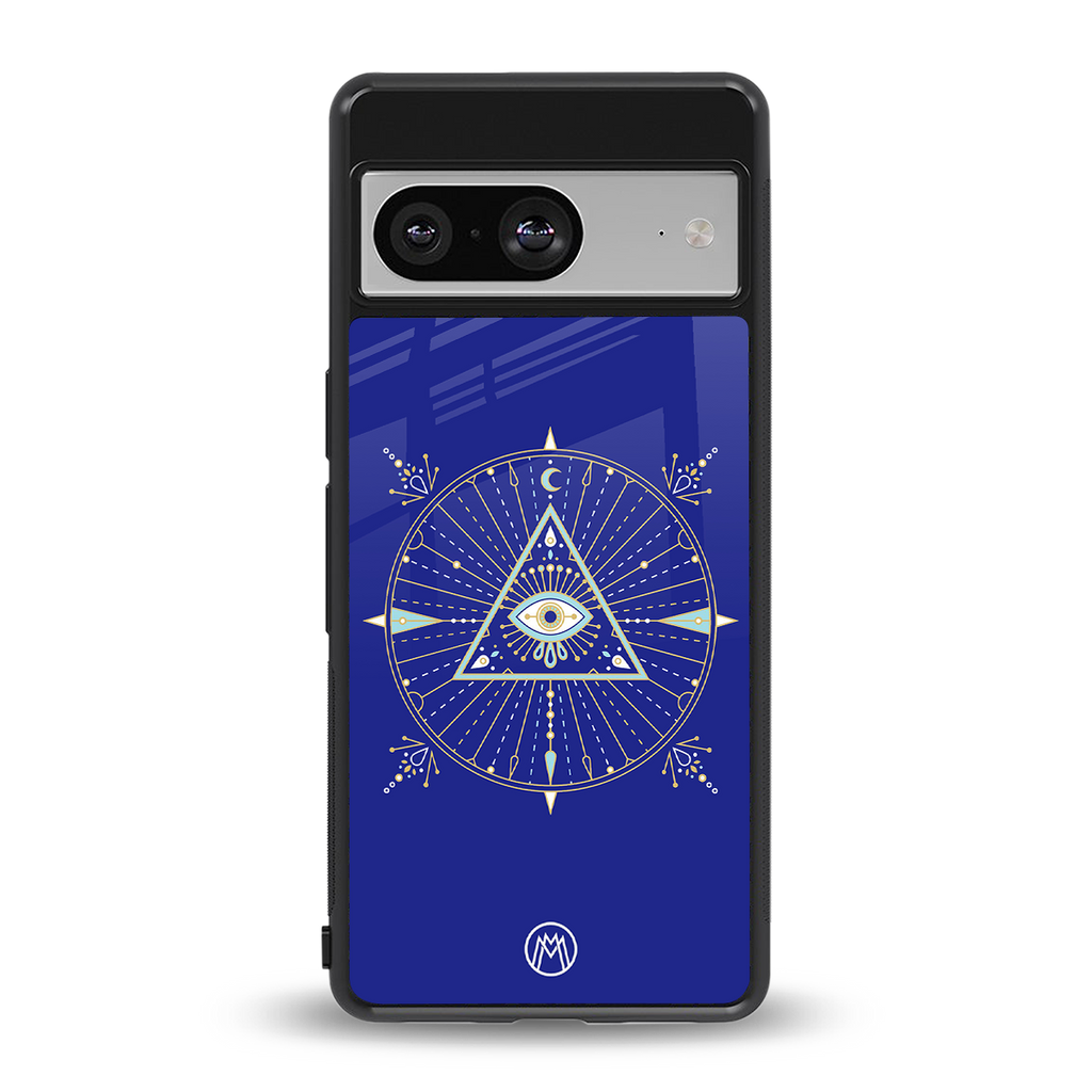 evil eye mandala blue back phone cover | glass case for Google Pixel 8