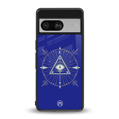 evil eye mandala blue back phone cover | glass case for Google Pixel 8