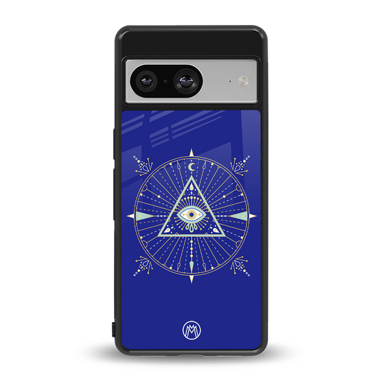 evil eye mandala blue back phone cover | glass case for Google Pixel 8