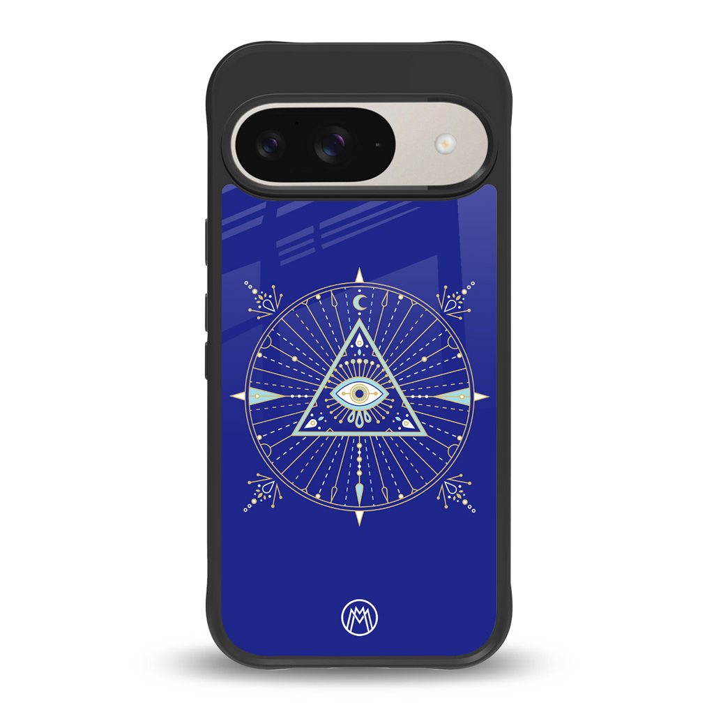 evil eye mandala blue back phone cover | glass case for google pixel 9