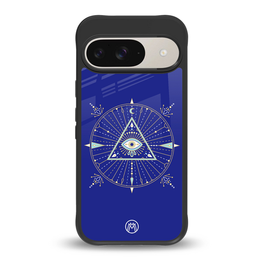 evil eye mandala blue back phone cover | glass case for google pixel 9