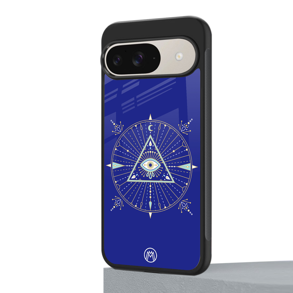 evil eye mandala blue back phone cover | glass case for google pixel 9
