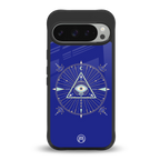 evil eye mandala blue back phone cover | glass case for google pixel 9 pro